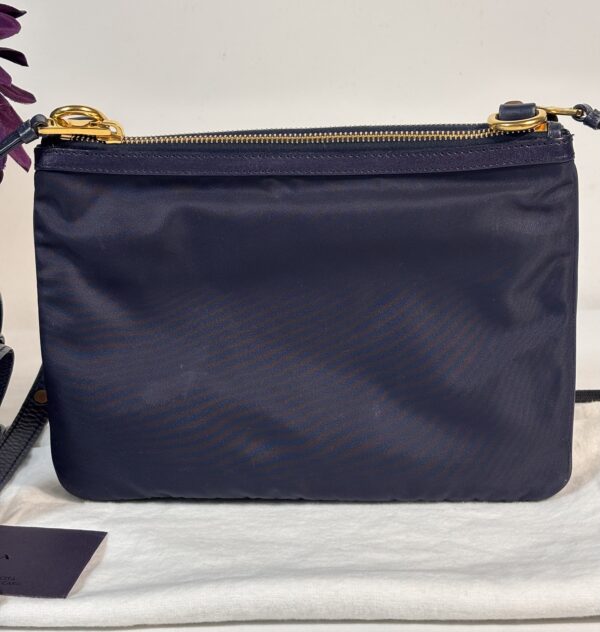 Prada Double Zip Crossbody Vitelli Daino Blue - Image 2