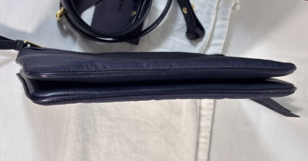 Prada Double Zip Crossbody Vitelli Daino Blue - Image 6