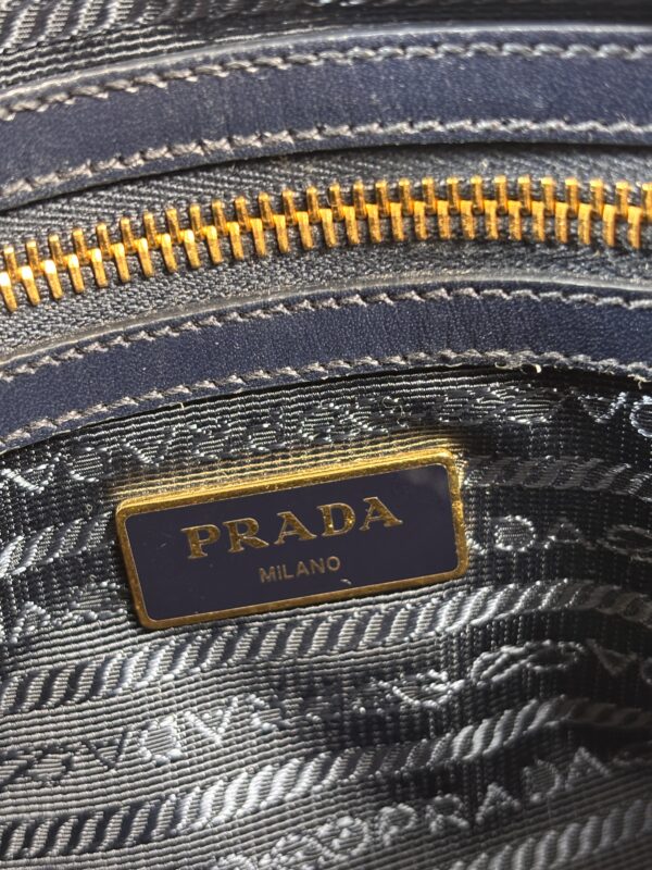 Prada Double Zip Crossbody Vitelli Daino Blue - Image 8