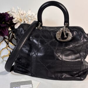 Christian Dior Vintage Granville Cannage Black