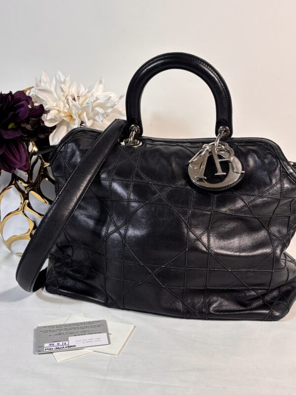 Christian Dior Vintage Granville Cannage Black