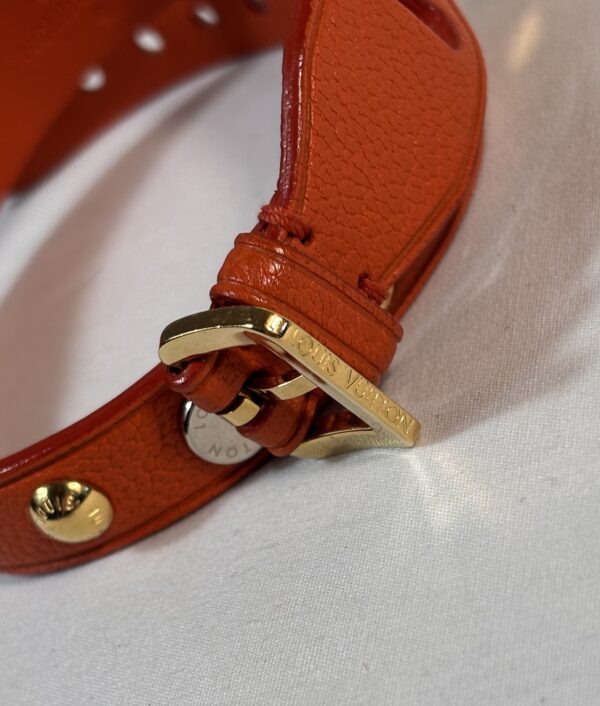 Louis Vuitton Orange Leather Wrap Bracelet - Image 4