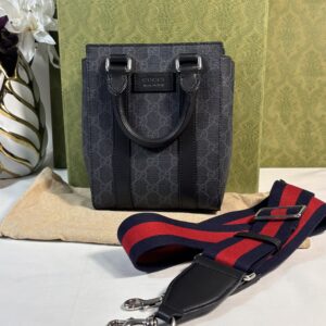 Gucci GG Supreme Black Web Mini Tote Bag
