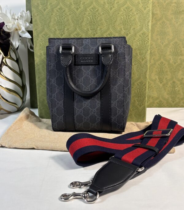 Gucci GG Supreme Black Web Mini Tote Bag