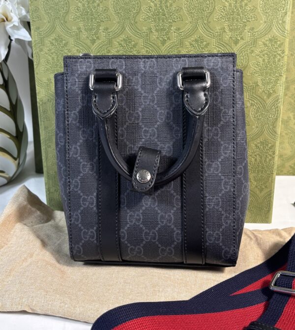 Gucci GG Supreme Black Web Mini Tote Bag - Image 2