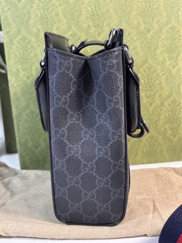 Gucci GG Supreme Black Web Mini Tote Bag - Image 4