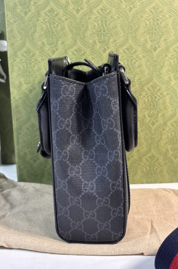 Gucci GG Supreme Black Web Mini Tote Bag - Image 5