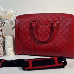 Gucci Guccissima Red Briefcase