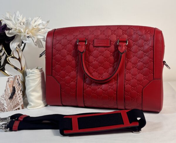 Gucci Guccissima Red Briefcase