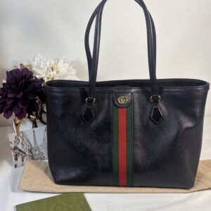 Gucci Web Black Leather Tote