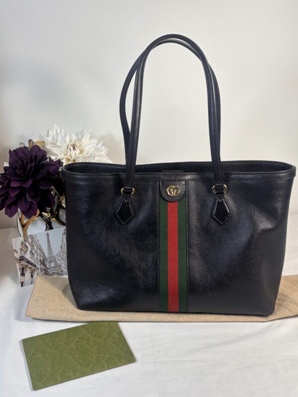 Gucci Web Black Leather Tote