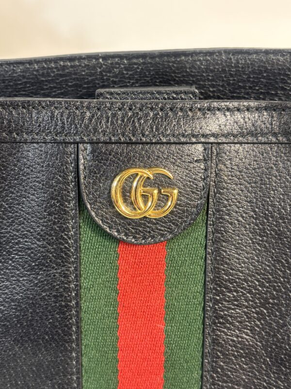 Gucci Web Black Leather Tote - Image 3