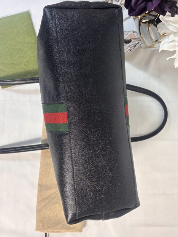 Gucci Web Black Leather Tote - Image 5