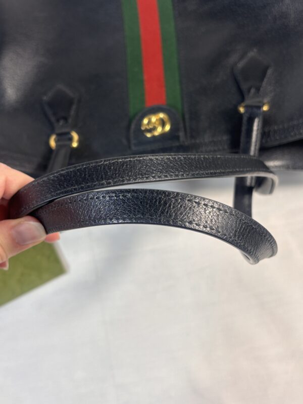 Gucci Web Black Leather Tote - Image 7