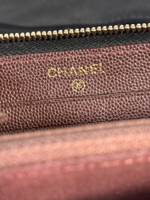 Chanel Zip Wallet Black Caviar with Gold Hardware - Image 7