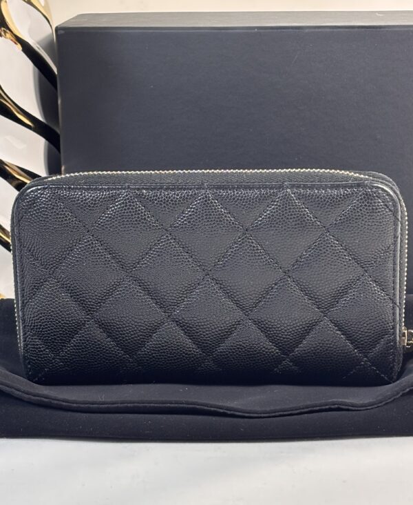 Chanel Zip Wallet Black Caviar with Gold Hardware - Image 2
