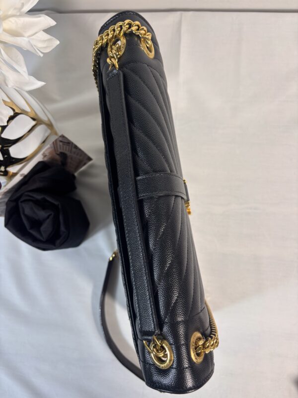 YSL Large Triquilt Envelope Black With Gold Hardware - Image 4