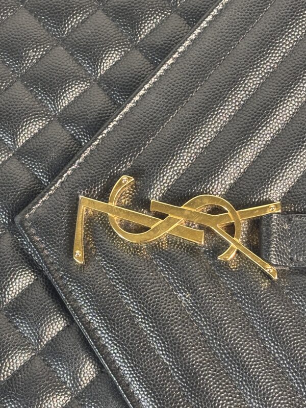 YSL Large Triquilt Envelope Black With Gold Hardware - Image 6