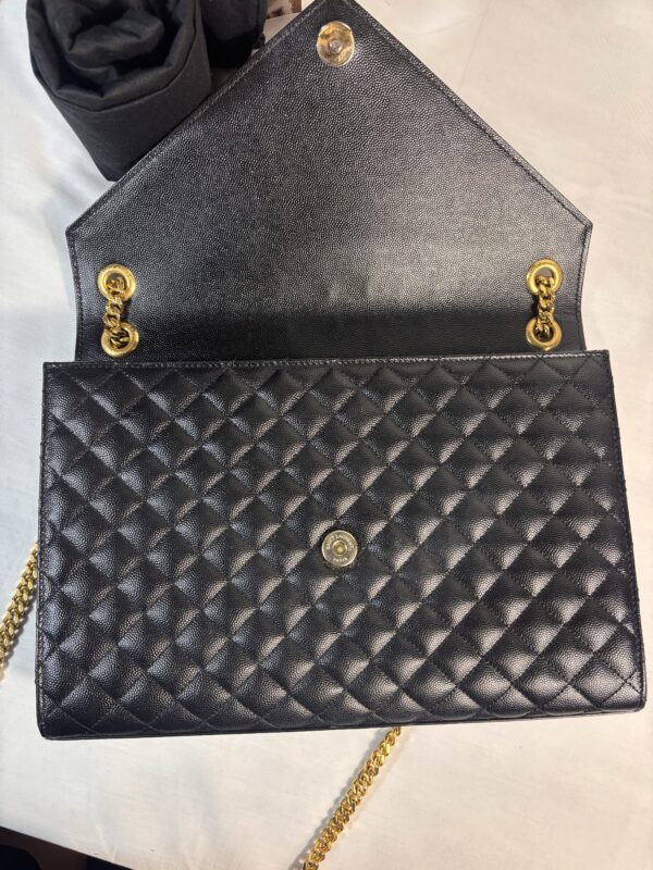 YSL Large Triquilt Envelope Black With Gold Hardware - Image 8