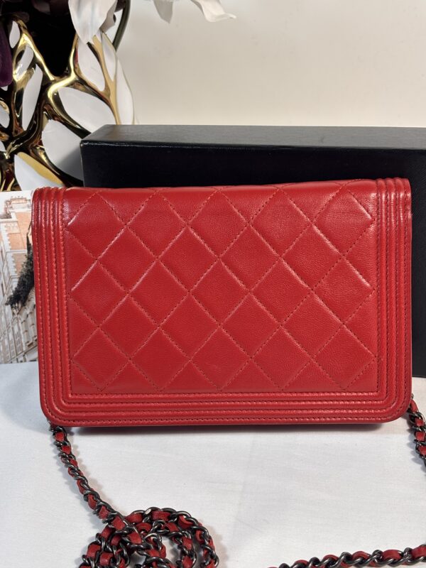 Chanel Red Lambskin Boy Woc - Image 2