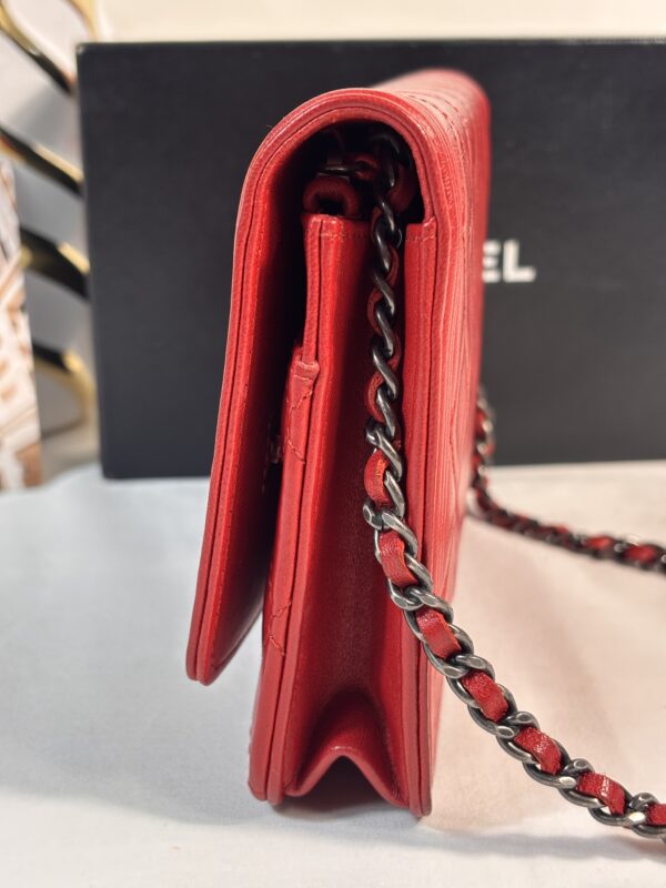 Chanel Red Lambskin Boy Woc - Image 3
