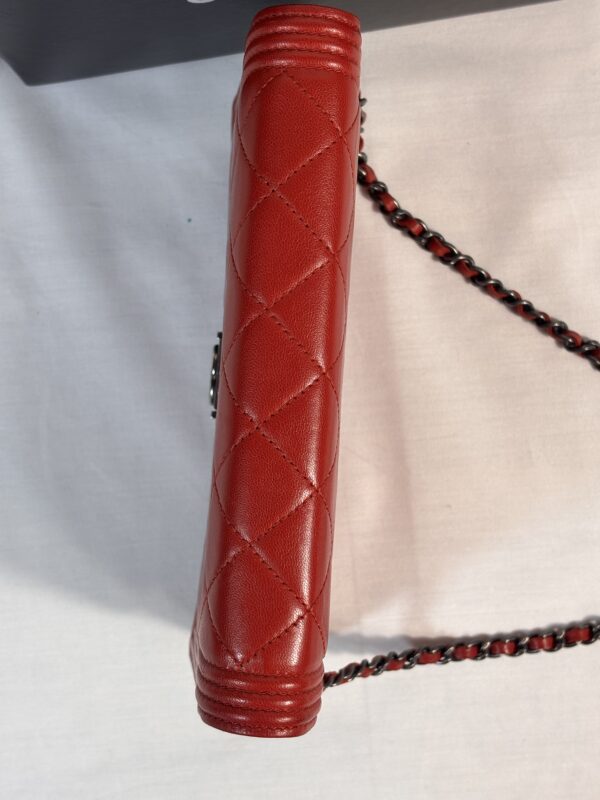 Chanel Red Lambskin Boy Woc - Image 5