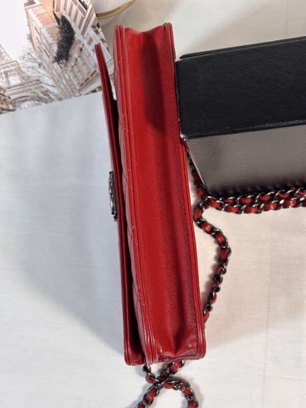 Chanel Red Lambskin Boy Woc - Image 6