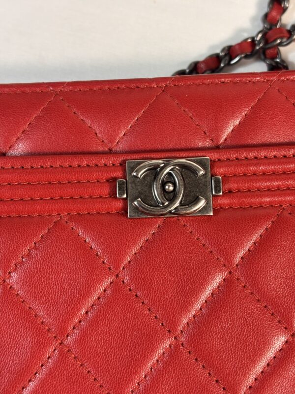 Chanel Red Lambskin Boy Woc - Image 7