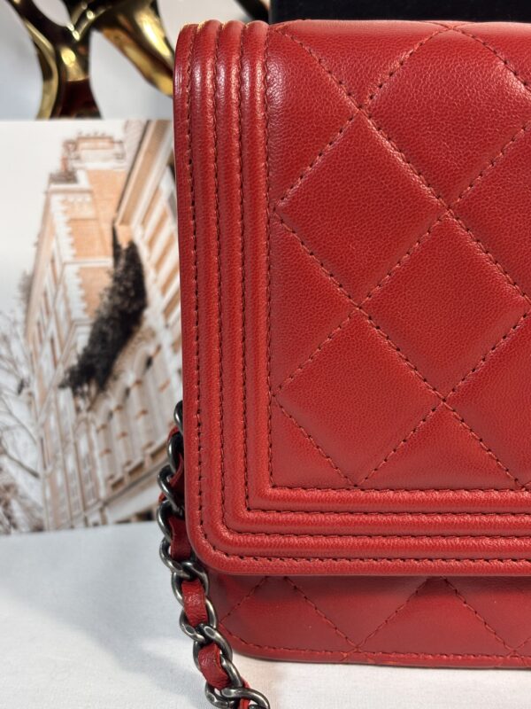 Chanel Red Lambskin Boy Woc - Image 8