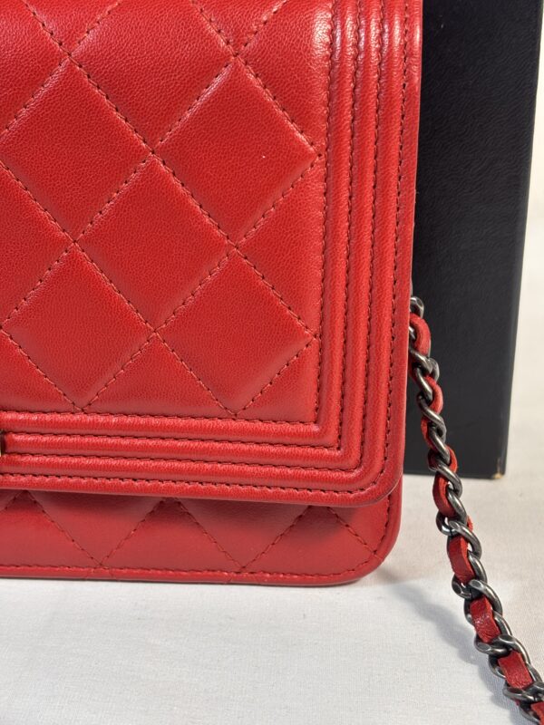 Chanel Red Lambskin Boy Woc - Image 9