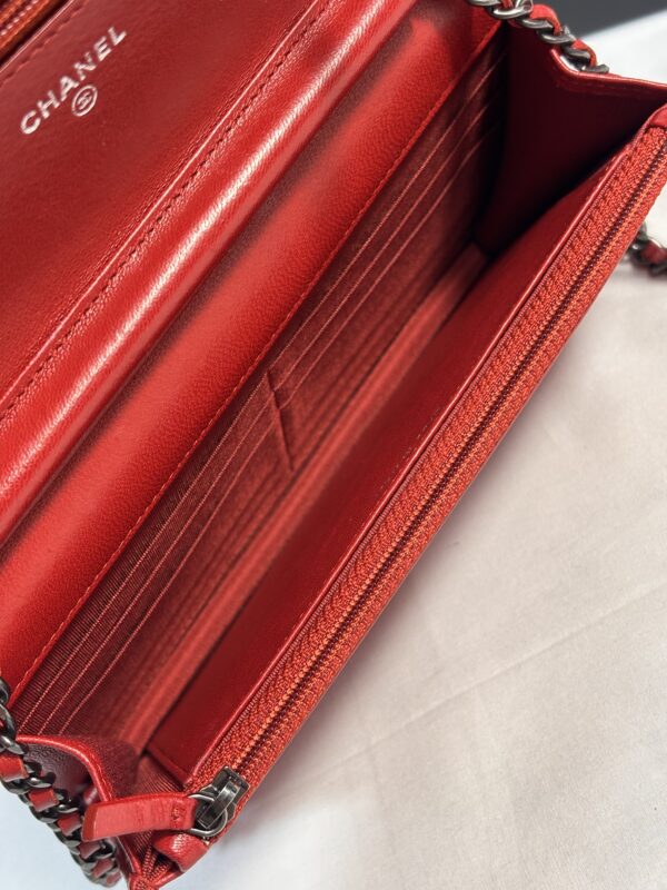 Chanel Red Lambskin Boy Woc - Image 11