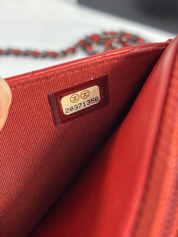 Chanel Red Lambskin Boy Woc - Image 12