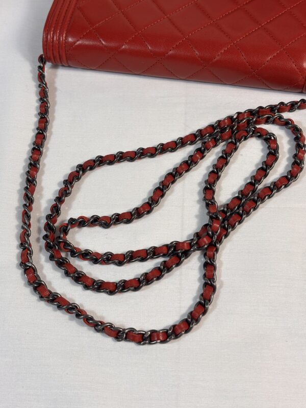 Chanel Red Lambskin Boy Woc - Image 13