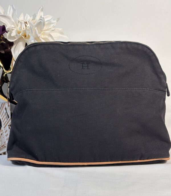 Hermes Canvas Bolide Travel Pouch