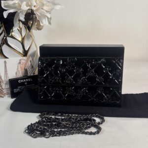 Chanel Precious Symbols Interlocking Logo Wallet Black