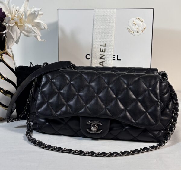 Chanel SMOO Quilted Flap Black Lambskin