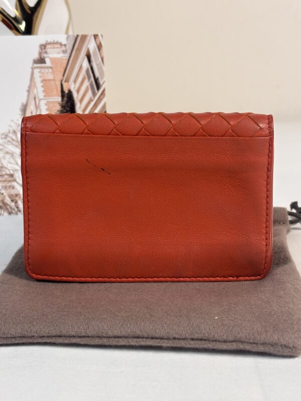 Bottega Venetia Orange Intrecciato Leather Card Holder - Image 2