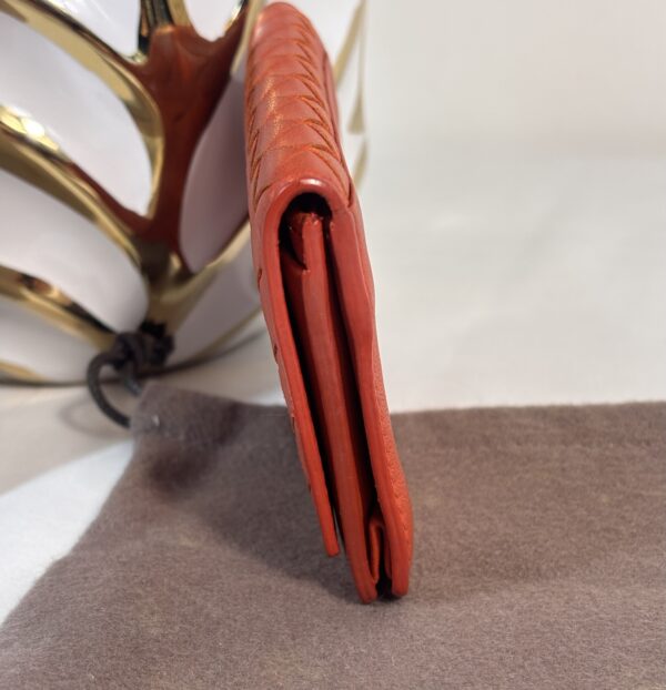 Bottega Venetia Orange Intrecciato Leather Card Holder - Image 3