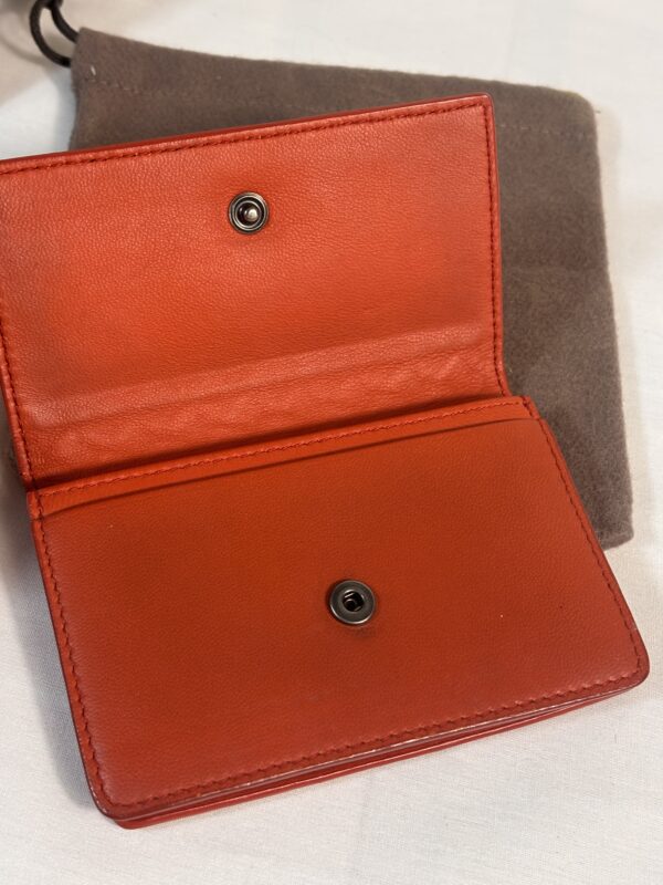Bottega Venetia Orange Intrecciato Leather Card Holder - Image 5