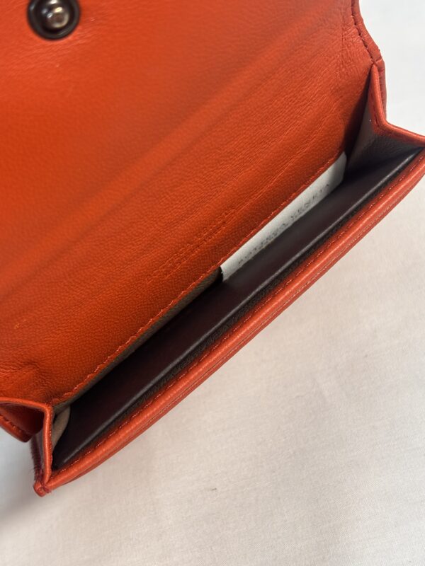 Bottega Venetia Orange Intrecciato Leather Card Holder - Image 6