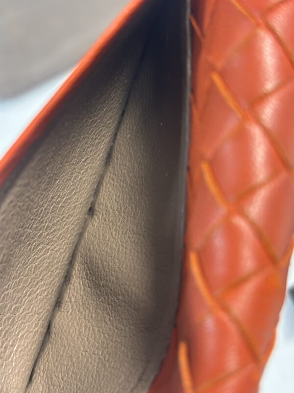 Bottega Venetia Orange Intrecciato Leather Card Holder - Image 9