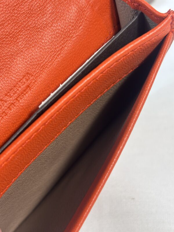 Bottega Venetia Orange Intrecciato Leather Card Holder - Image 10
