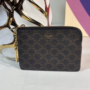 Celine Triomphe Coin and Card Pouch with Hook