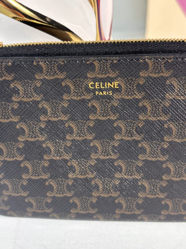 Celine Triomphe Coin and Card Pouch with Hook - Image 2