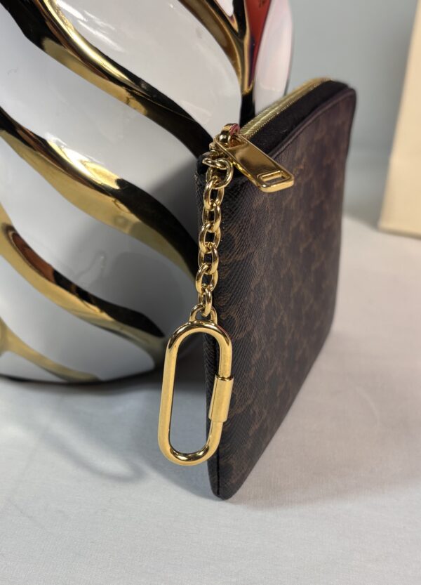 Celine Triomphe Coin and Card Pouch with Hook - Image 5