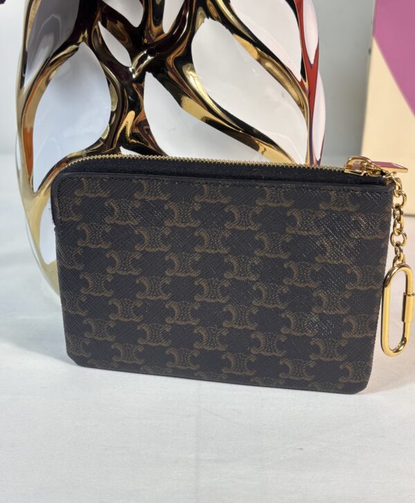 Celine Triomphe Coin and Card Pouch with Hook - Image 3