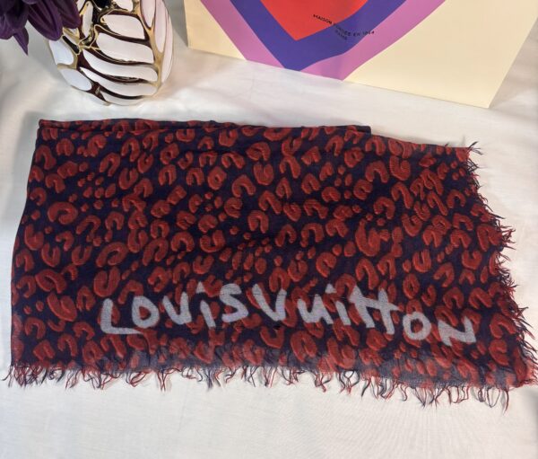 Louis Vuitton Cotton Leopard Stole Rouge