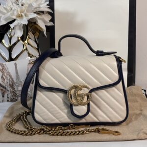 Gucci White Flap Top Handle