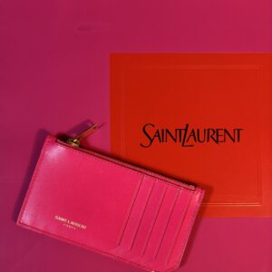 YSL Pink Zip Card Case