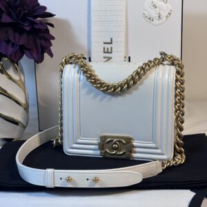 Chanel Reverso Square Boy White Small Boy